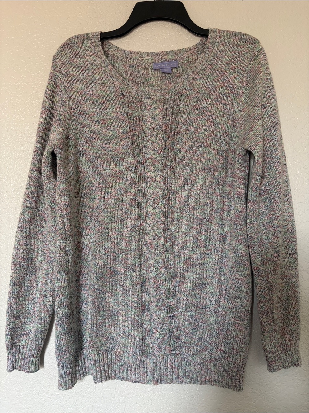 Laura Scott Heathered Pastel Crewneck Sweater